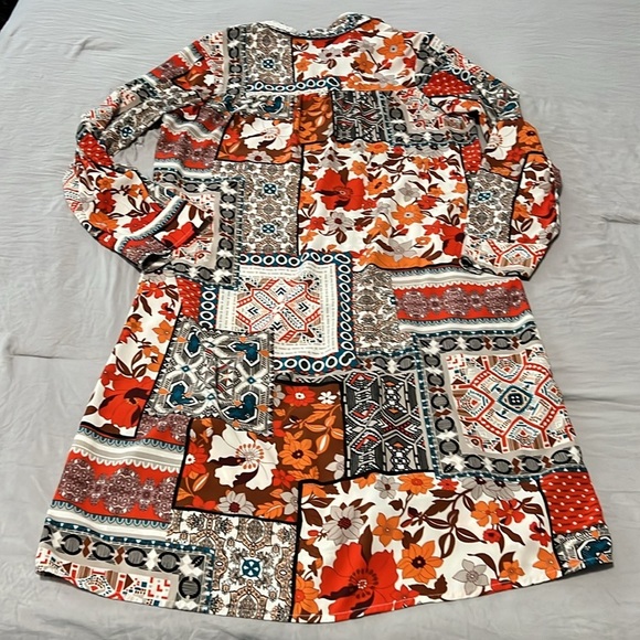 SHEIN Boho Print Button Down Shirt Dress - Picture 2 of 2